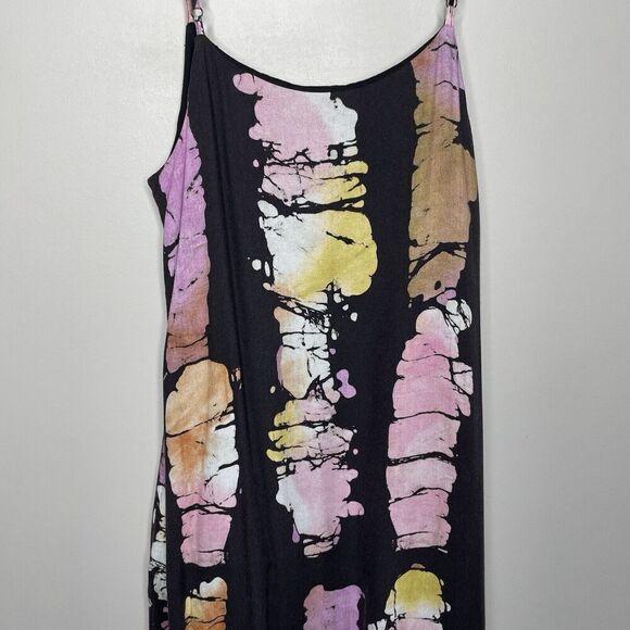BUSAYO Collective Slip Dress Women Medium Black Purple Tie Dye Midi - Picture 13 of 16